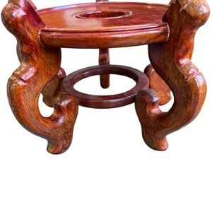 Vintage Chinese Rosewood Carved Pedestal Base Stand Fish Bowl Planter Jardiniere